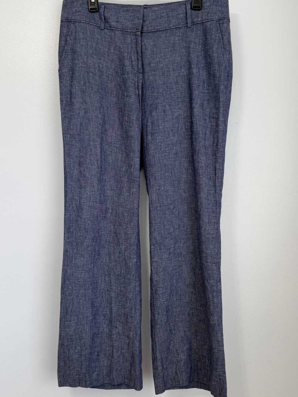 Ann Taylor Loft Marisa Dress Pant Linen Blend Navy Blue Wide Leg Capsule Size 10